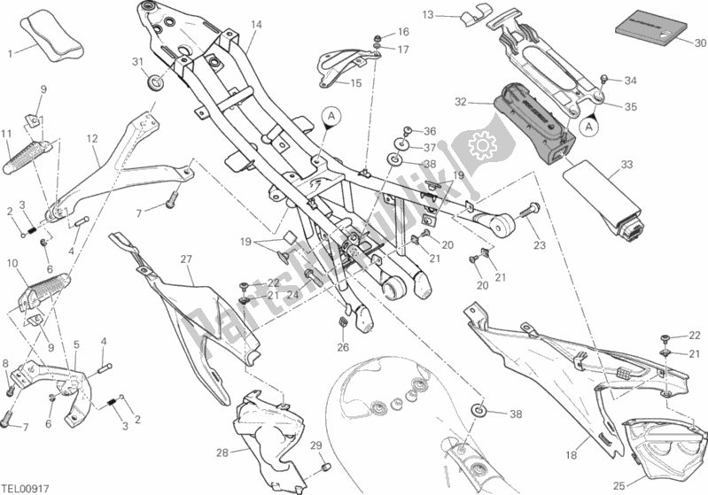 All parts for the Rear Frame Comp. Of the Ducati Superbike 959 Panigale ABS USA 2019